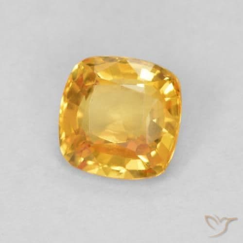 0.54ct Natural Orange-Gold Sapphire, Cushion Cut, 4.6x4.6 mm