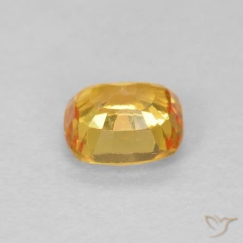 0.54ct Natural Orange-Gold Sapphire, Cushion Cut, 4.6x4.6 mm