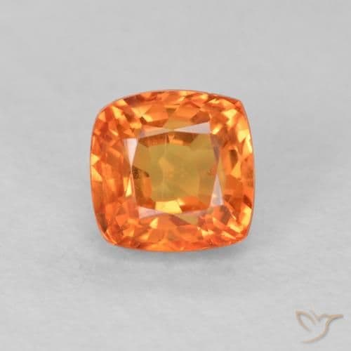 0.64ct Bright Orange Sapphire, Cushion Cut, 4.3x4.2 mm