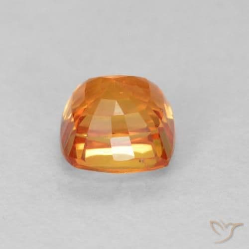 0.64ct Bright Orange Sapphire, Cushion Cut, 4.3x4.2 mm
