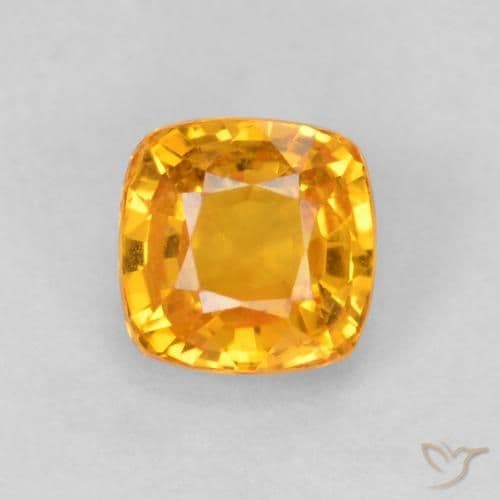 0.76ct Natural Orange-Gold Sapphire, Cushion Cut, 4.7x4.7 mm