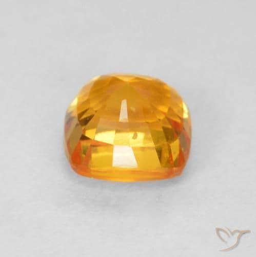 0.76ct Natural Orange-Gold Sapphire, Cushion Cut, 4.7x4.7 mm