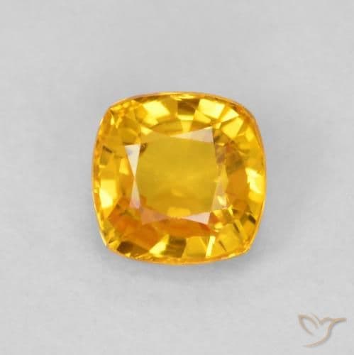 0.63ct Medium Golden Sapphire, Cushion Cut, 4.5x4.5 mm
