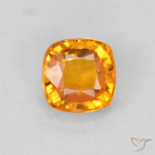 0.63ct Bright Orange Sapphire, Cushion Cut, 4.4x4.4 mm
