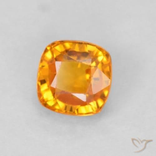 0.63ct Bright Orange Sapphire, Cushion Cut, 4.4x4.4 mm