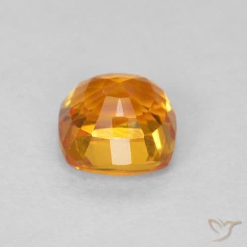 0.63ct Bright Orange Sapphire, Cushion Cut, 4.4x4.4 mm