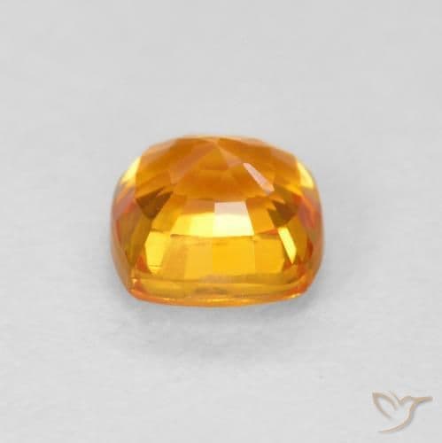 0.65ct Bright Orange Sapphire, Cushion Cut, 4.5x4.5 mm