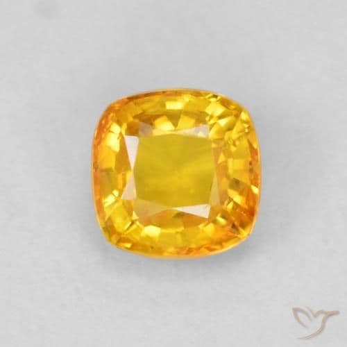0.65ct Medium Golden Sapphire, Cushion Cut, 4.5x4.5 mm