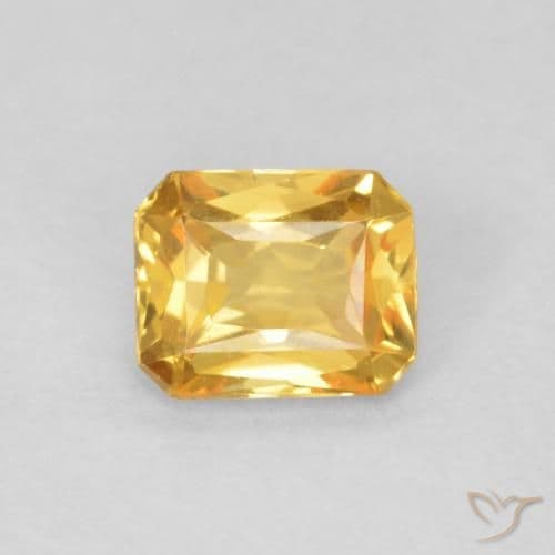 0.48ct Golden-Orange Sapphire, Emerald Cut, 4.7x3.9 mm