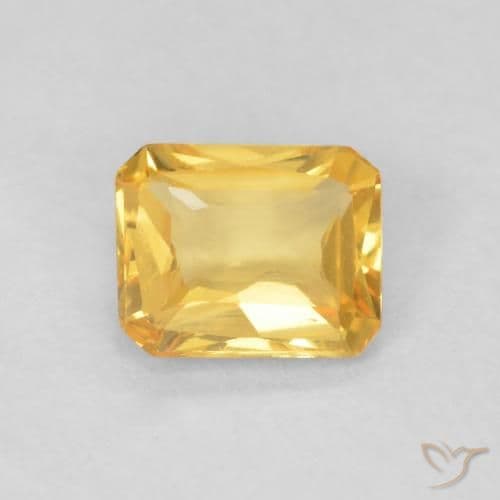0.44ct Natural Medium Gold Sapphire, Emerald Cut, 4.9x4 mm