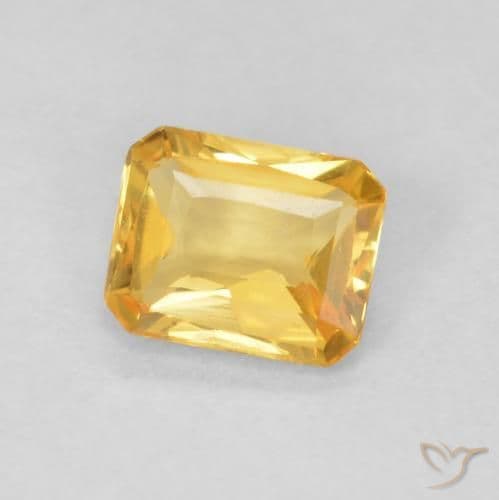 0.44ct Natural Medium Gold Sapphire, Emerald Cut, 4.9x4 mm