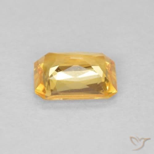 0.44ct Natural Medium Gold Sapphire, Emerald Cut, 4.9x4 mm