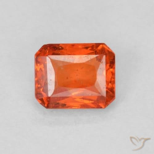 0.53ct Natural Warm Orange Sapphire, Emerald Cut, 4.8x3.9 mm