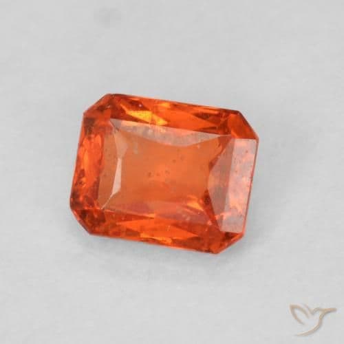 0.53ct Natural Warm Orange Sapphire, Emerald Cut, 4.8x3.9 mm