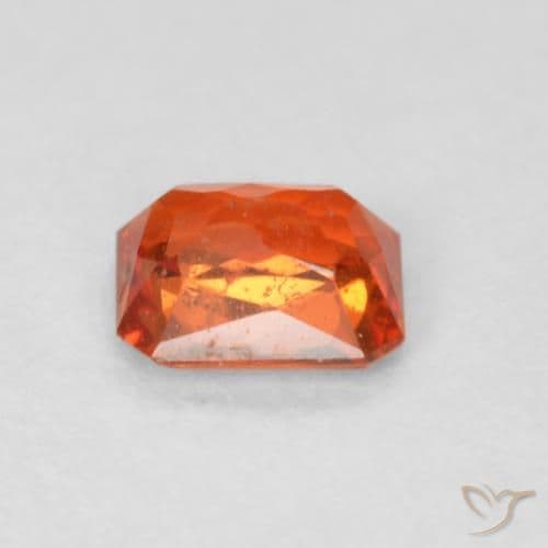 0.53ct Natural Warm Orange Sapphire, Emerald Cut, 4.8x3.9 mm