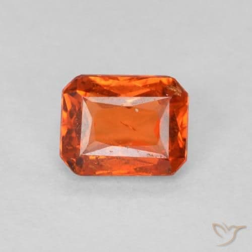 0.47ct Amber Orange Sapphire, Emerald Cut, 4.8x3.8 mm