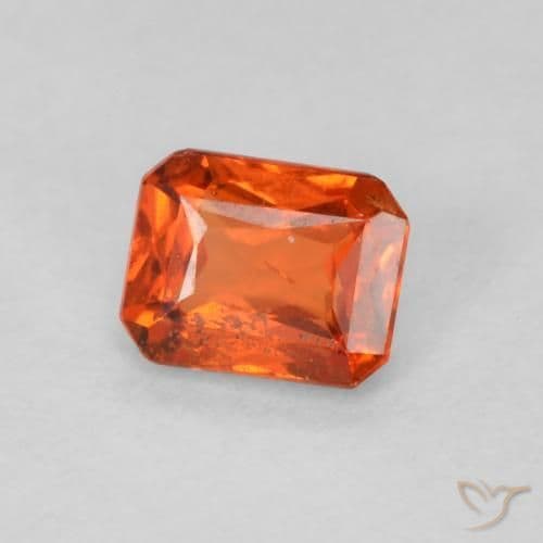 0.47ct Amber Orange Sapphire, Emerald Cut, 4.8x3.8 mm