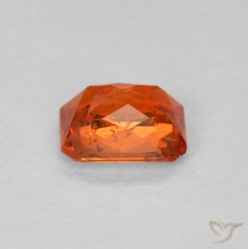 0.47ct Amber Orange Sapphire, Emerald Cut, 4.8x3.8 mm