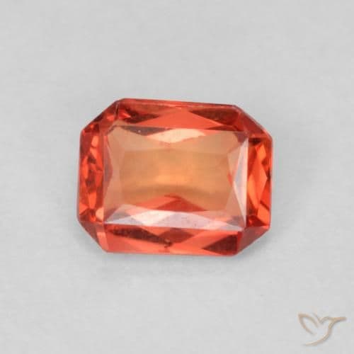 0.49ct Reddish Orange Sapphire, Emerald Cut, 5.1x4 mm