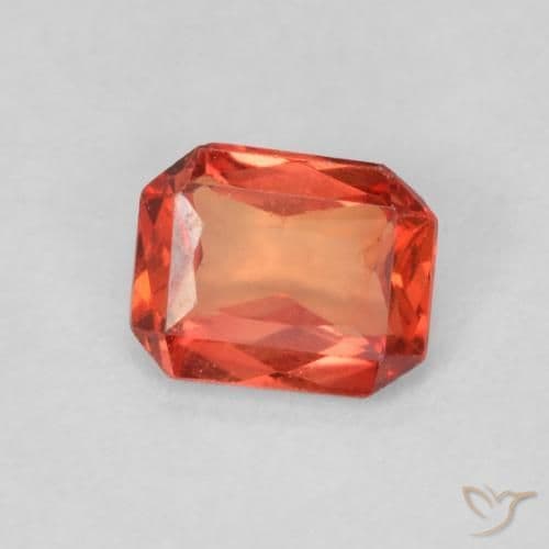 0.49ct Reddish Orange Sapphire, Emerald Cut, 5.1x4 mm