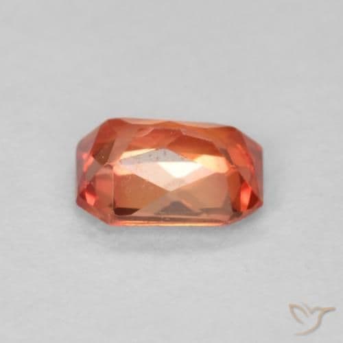 0.49ct Reddish Orange Sapphire, Emerald Cut, 5.1x4 mm