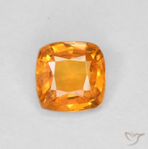 0.49ct Bright Orange Sapphire, Cushion Cut, 4.5x4.5 mm