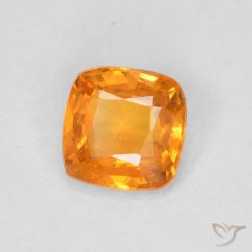 0.49ct Bright Orange Sapphire, Cushion Cut, 4.5x4.5 mm
