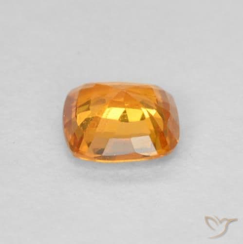 0.49ct Bright Orange Sapphire, Cushion Cut, 4.5x4.5 mm