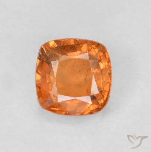 0.69ct Natural Deep Orange Sapphire, Cushion Cut, 4.7x4.7 mm