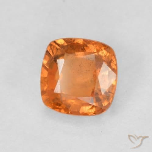 0.69ct Natural Deep Orange Sapphire, Cushion Cut, 4.7x4.7 mm