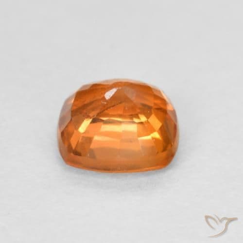 0.69ct Natural Deep Orange Sapphire, Cushion Cut, 4.7x4.7 mm