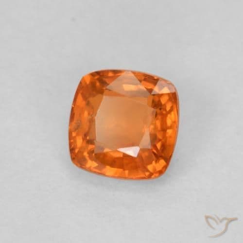 0.49ct Amber Orange Sapphire, Cushion Cut, 4.2x4.2 mm