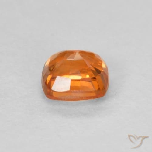 0.49ct Amber Orange Sapphire, Cushion Cut, 4.2x4.2 mm