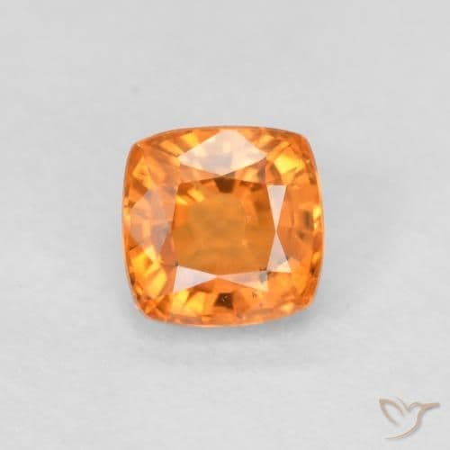 0.53ct Amber Orange Sapphire, Cushion Cut, 4.2x4.2 mm