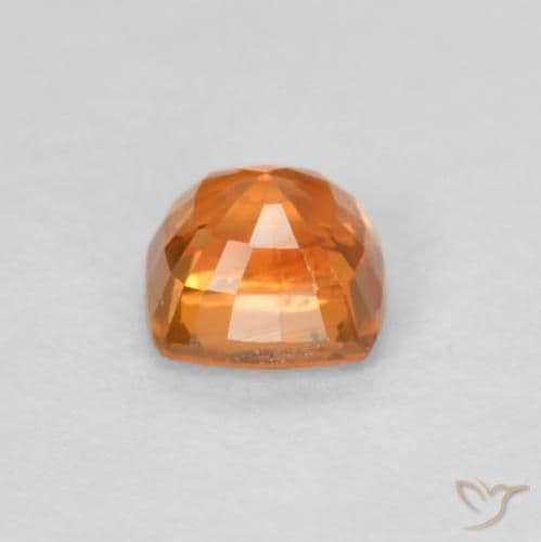 0.53ct Amber Orange Sapphire, Cushion Cut, 4.2x4.2 mm
