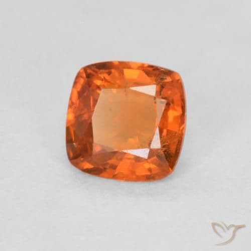 0.47ct Reddish Orange Sapphire, Cushion Cut, 4.4x4.4 mm