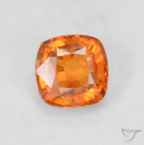 0.67ct Natural Fire Orange Sapphire, Cushion Cut, 4.7x4.6 mm