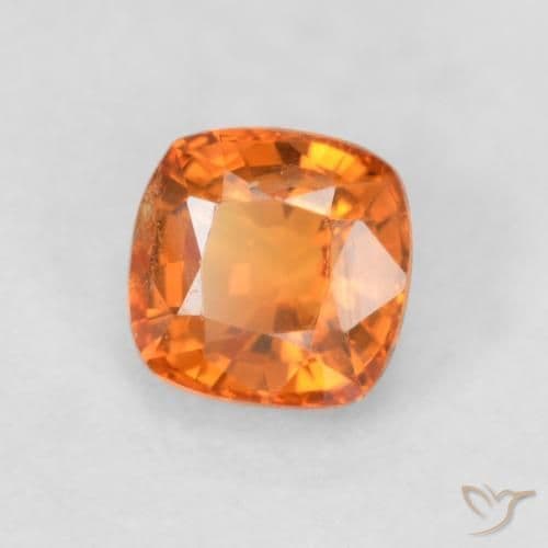 0.67ct Natural Fire Orange Sapphire, Cushion Cut, 4.7x4.6 mm