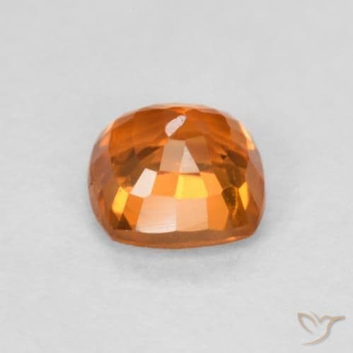 0.67ct Natural Fire Orange Sapphire, Cushion Cut, 4.7x4.6 mm