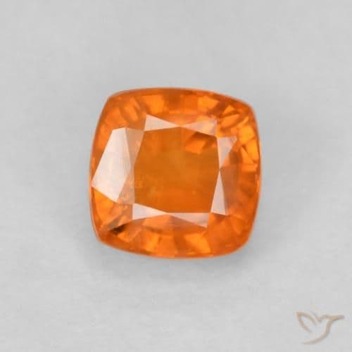 0.70ct Natural Fire Orange Sapphire, Cushion Cut, 4.5x4.5 mm