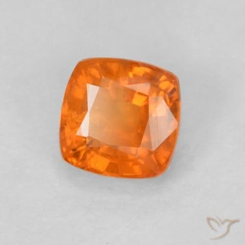 0.70ct Natural Fire Orange Sapphire, Cushion Cut, 4.5x4.5 mm