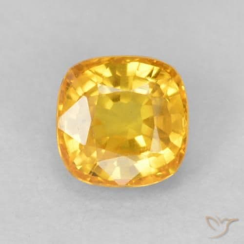 0.64ct Golden Orange Sapphire, Cushion Cut, 4.5x4.5 mm