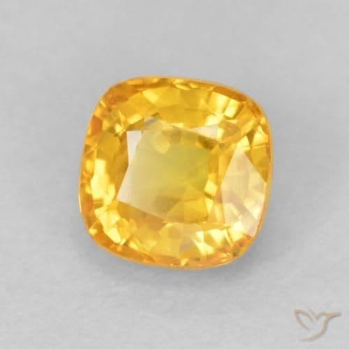 0.64ct Golden Orange Sapphire, Cushion Cut, 4.5x4.5 mm