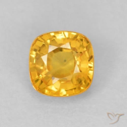 0.56ct Golden Orange Sapphire, Cushion Cut, 4.3x4.3 mm