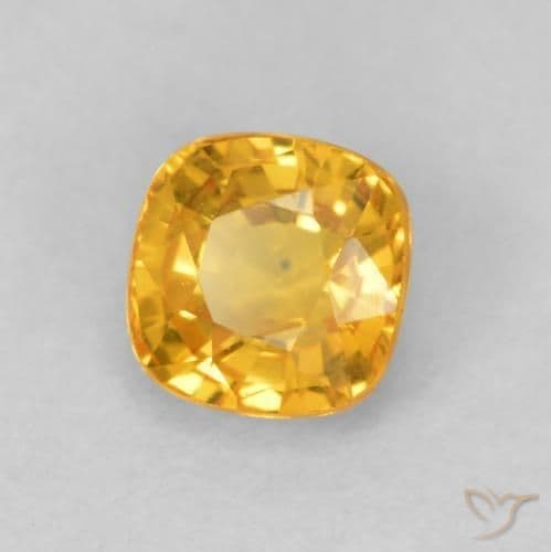 0.56ct Golden Orange Sapphire, Cushion Cut, 4.3x4.3 mm