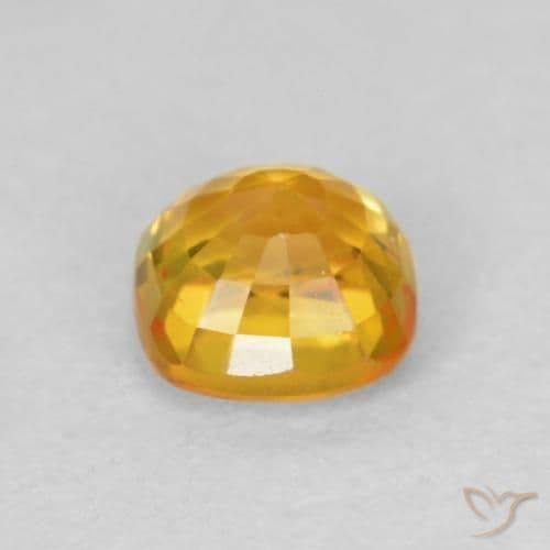 0.56ct Golden Orange Sapphire, Cushion Cut, 4.3x4.3 mm
