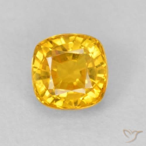 0.60ct Golden-Orange Sapphire, Cushion Cut, 4.4x4.4 mm