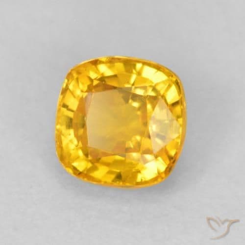 0.60ct Golden-Orange Sapphire, Cushion Cut, 4.4x4.4 mm