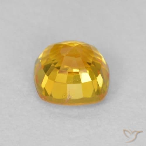 0.60ct Golden-Orange Sapphire, Cushion Cut, 4.4x4.4 mm