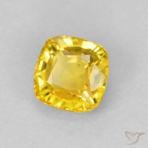 0.54ct Yellowish Gold Sapphire, Cushion Cut, 4.2x4.2 mm